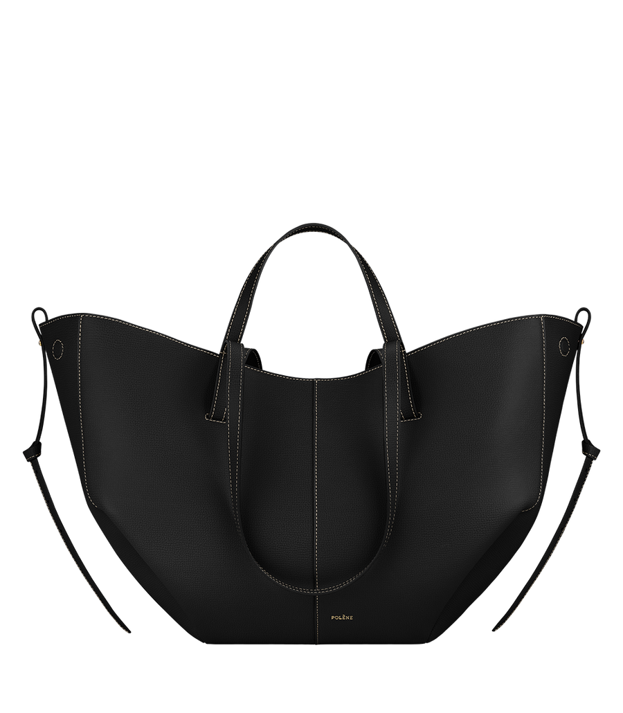 Cyme - Textured Black with Ecru Stitching